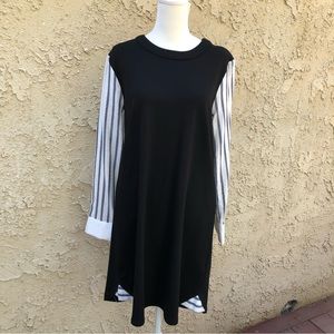 NWT Superfoxx Womens Black Dress with contrast sleeves Size M